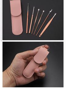 Conjunto de 6 peças de aço inoxidável de alta qualidade, removedor de cera, colher, limpador de ouvido, ferramenta de limpeza de ouvido, colher de limpeza, para cuidados com as orelhas - Product Image 2