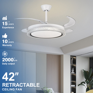 Ventilador <span class=keywords><strong>de</strong></span> <span class=keywords><strong>Techo</strong></span> Moderno y Profesional <span class=keywords><strong>de</strong></span> Bajo Ruido para Dormitorio Interior, 42W, 42 Pulgadas, <span class=keywords><strong>Aspas</strong></span> <span class=keywords><strong>de</strong></span> ABS Retráctiles, Control Remoto, Regulable, <span class=keywords><strong>con</strong></span> Luz LED - Product Image 1