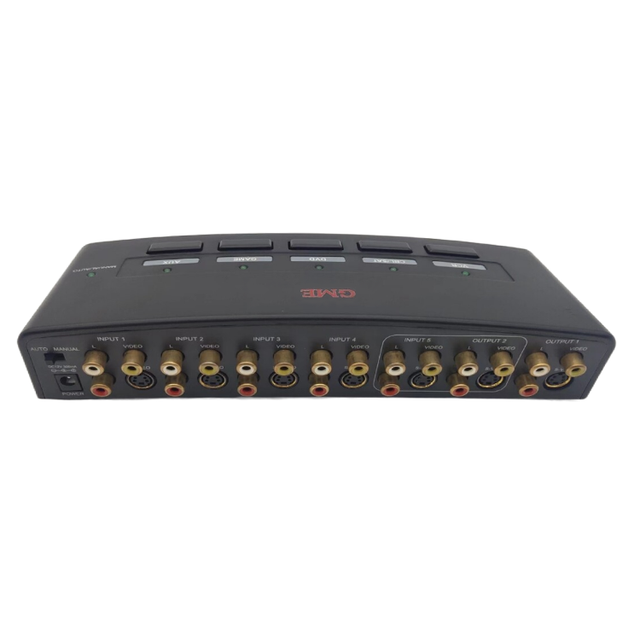 Professional Manufacturer 5 in 2 Out Auto-Sensing Composite / S-Video Video S/V/A RCA A/V AV Selector Switch