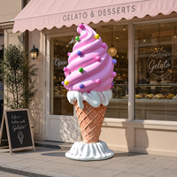 Statue en résine personnalisée, sculptures en résine, cône géant de glace rose pour l'entrée d'un magasin de gelato