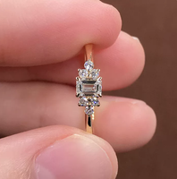 Ensemble de bagues en moissanite VVS1 taille émeraude, bagues halo pour femme et bagues de mariage pour homme, cadeau d'anniversaire, bijoux raffinés