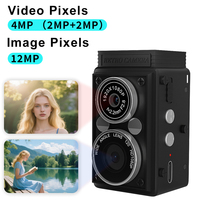 Appareil photo portable vintage CMOS pour enfants, double objectif, enregistrement vidéo Full HD, photo 12MP, 6 modes de filtre, logo personnalisé, 0,85 pouces