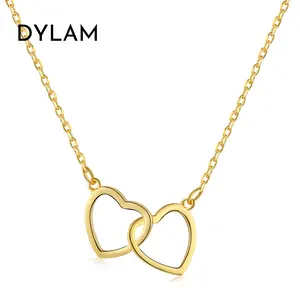 Dylam Fashion Gold Plated s925 Silver Jewelry Wholesale Heart Shape Love Pendant Dainty Trendy Necklace For Women