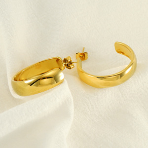 ZOGXIN C-Shaped Hoop Earrings Gold And Silver 18K Stainless Steel Women Fashion Jewelry - Product Image 4
