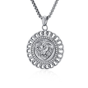 <span class=keywords><strong>Collana</strong></span> <span class=keywords><strong>con</strong></span> Pendente a Testa di <span class=keywords><strong>Leone</strong></span> in Acciaio Inossidabile <span class=keywords><strong>con</strong></span> Catena a Maglia, Stile Punk <span class=keywords><strong>con</strong></span> Zirconi, Placcata in Oro 18K, Gioielli Unisex da Uomo - Product Image 5