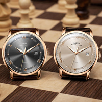 Montre-bracelet de luxe pour homme LOBINNI, marque haut de gamme, design classique, bracelet en acier inoxydable et cuir, cadran de 41 mm, résistante à l'eau, aiguilles