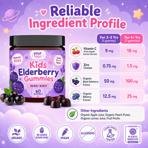 Gomitas Veganas de Saúco para Niños, Multivitamínicas de Alta Potencia, Marca Privada ODM, para la Energía y Bienestar de los Niños - Product Image 2