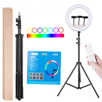 Anneau lumineux LED RGB de 36 cm (14 pouces) pour photographie et selfies avec trépied de 1,6 m, 2 m, 2,1 m, compatible 18 pouces, 22 pouces