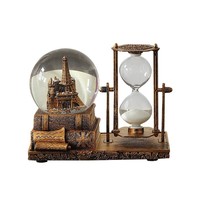 Ornement créatif vintage en résine, globe à neige en forme de tour avec sablier, minuteur décoratif pour la décoration de la maison, du bureau ou de la table