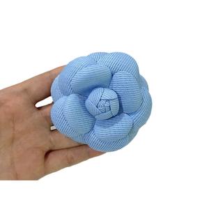 Haut de gamme 6.8cm Denim camélia Corsage tête Clip petite fleur parfumée en forme de broche épingle à cheveux pour enfants principalement en alliage - Product Image 5