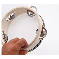 Eco-friendly Wooden Kids Tambourine Hand Held Percussion Drum Montessori Educational Orff Musical Instrument Single Row Metal