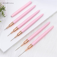 Pinceau de précision extra-fin rose de luxe avec manche métallique pour lignes fines et motifs français – Fournitures de manucure