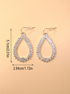 Pendientes grandes de moda, colgante en forma de gota ahuecado exagerado para mujer, pendientes de diamantes de imitación de doble capa - Product Image 3