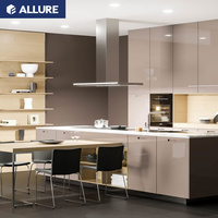 Armoires de cuisine Allure Foshan Mdf blanches sans poignées, couleur ivoire
