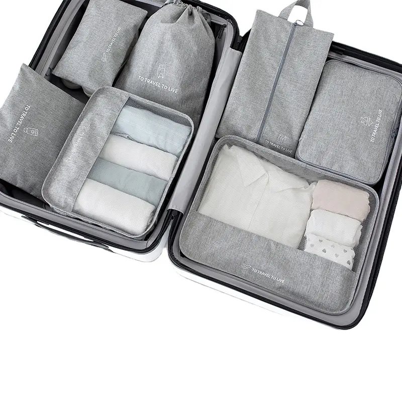 Travelsky Travel Accessories Lightweight Foldable Luggage Packing Organizers 7-Set Packing Cubes