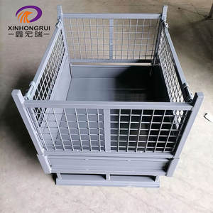 Yüksek kaliteli depo Metal katlanabilir depolama kafes konteyner katlanabilir istiflenebilir çelik palet kutu toz kaplı 1000kg - Product Image 1