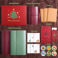 Carnet de Noël personnalisé en cuir PU, agenda mignon à trois volets A5 A6, avec fermeture à sangle, coffret cadeau avec cartes de Noël et autocollants
