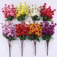9 Fourchettes décoratives artisanales en fleurs de prunier artificielles pour mariage, Saint-Valentin, décoration murale, branches de fleurs de pêcher en tissu