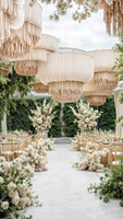 Voilages de plafond pour mariage, abat-jour en coton, tissu de drapage, rideaux transparents en macramé pour cérémonie, drapés pour événements et décorations de mariage