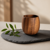 Tasses à whisky en bois massif artisanales, grande capacité, design minimaliste nordique, écologiques, pour café, vin et thé