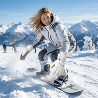 Gants de ski thermiques en polyester à doigts entiers, imperméables, antidérapants, compatibles écran tactile, avec bande élastique, chauds pour l'hiver, sports de plein air et snowboard