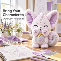 Fabricant OEM de jouets en peluche personnalisés : Renard des neiges violet anime, Kitsune mignon avec tenue, faible MOQ, pour conception de logo et couleur personnalisés