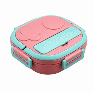 Boîte à bento carrée en plastique portable pour enfants et bébés – Contenant repas mignon - Product Image 1