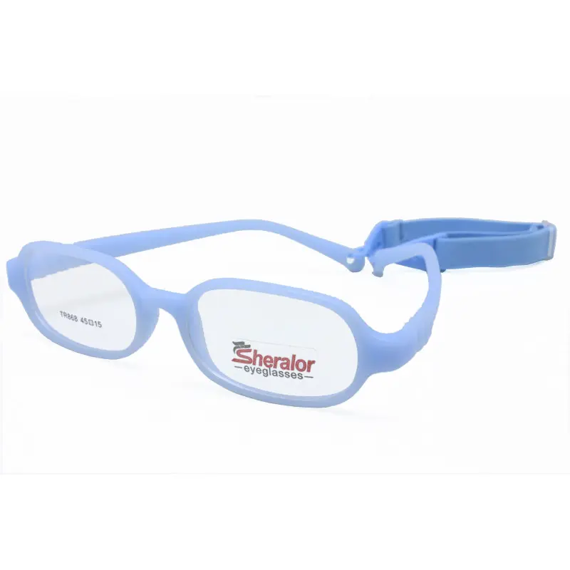 Drop Ship Environmental TR90 Optical Glasses Rectangle Frame Flexible Hingeless Temple Slim Eyeglasses With Elastic Strap Kids