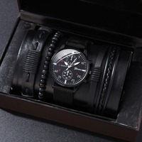 Herren Quarzarmbanduhr Lässige Uhr Herren Sport Business Luxusuhren-Set Lederarmband Mode Schmuck-Sets