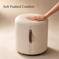 Pouf rond rembourré avec poignée, repose-pieds portable pour chambre à coucher, salon, maison et dressing