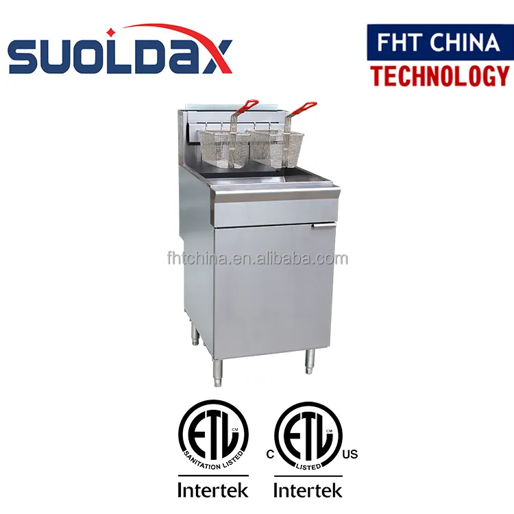 Suoldax FHT-freidora comercial de 5 quemadores de 35L de Gas, máquina para freír pollo, certificado ETL