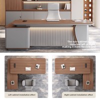 Bureau de direction en PVC en forme de L, style moderne et simple, pour superviseur ou manager, avec chaise, combinaison luxe léger
