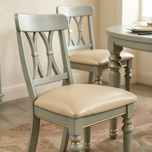 Chic Gold Inlay Solid Wood Dining <strong>Chair</strong>, X Cross Back PU Padded <strong>Spindle</strong> Leg Side <strong>Chair</strong> For Farmhouse Kitchen Dining Room - Product Image 6