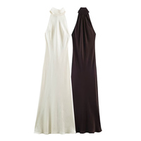 Robe texturée dos nu en satin de soie chic et plissée pour femme PB&ZA, nouvelle collection été 2026