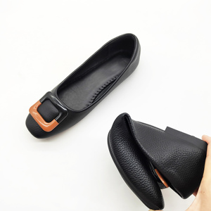 Scarpe basse pieghevoli da donna <span class=keywords><strong>con</strong></span> fibbia quadrata nera, comode <span class=keywords><strong>ballerine</strong></span> casual. - Product Image 2