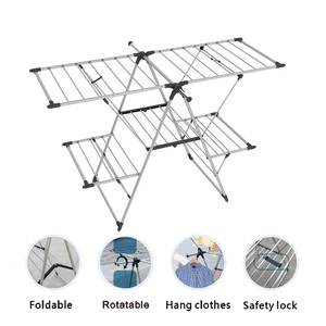 Hot Bán 17.5M Nặng-Nhiệm Vụ Thép Không Gỉ Khô Giá Rustproof Làm Khô Không Khí Đứng Có Thể Điều Chỉnh Cánh Ngoài Trời Khô Giá - Product Image 3