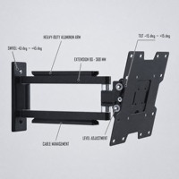 DMP LCD2802 Dudukan TV Dinding Full Motion untuk Monitor 13-37 Inch Layar LCD VESA 200x200 Maks Aluminium Putar Miring Ekstensi