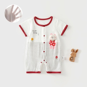 Vente directe d'usine de vêtements d'été une pièce. Pyjama bébé une pièce à manches courtes en coton, frais et rafraîchissant. - Product Image 4