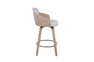 Tabourets <span class=keywords><strong>de</strong></span> <span class=keywords><strong>bar</strong></span> mi-siècle en tissu <span class=keywords><strong>beige</strong></span> <span class=keywords><strong>de</strong></span> 26 pouces avec dossier en rotin ouvert, pieds en <span class=keywords><strong>bois</strong></span> massif, sans accoudoirs, pour hôtel, cuisine, salle à manger, salon - Product Image 3