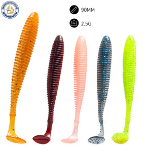 Cross Patterned T Tail Soft Bait Spiral Jig Head Hook Drop <b>Fishing</b> Bass Mandarin Fish Topmouth Culter <b>Floating</b> Lure - Product Image 2