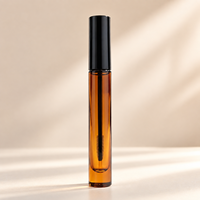 Flacon cylindrique en verre ambré vide de 10 ml, tube de mascara et d'eye-liner double embout avec bouchon et brosse
