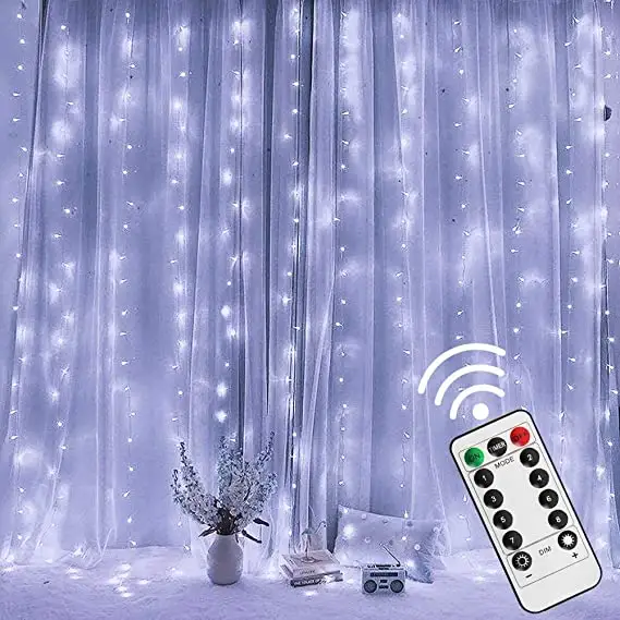 Biumart LED Twinkle Curtain Star String Lights Wedding Birthday Christmas Lighting Star Lamp Night Light For Indoor Decoration