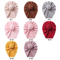 Bonnet tricoté doux pour bébé garçon et fille, en coton côtelé, élastique, uni, épais et chaud, style donut, pour nouveau-né, turban et bandeau