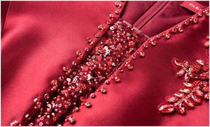 فستان أحمر مطرز للنساء من FMY، فستان شتوي راقي للمناسبات الاجتماعية، فستان زفاف وحفلات بخصر ضيق، فستان للمناسبات 68697 - Product Image 6