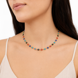 Collar con Eslabones Multicolor, Acero Inoxidable, Plástico, Bañado en Oro de 14K al Vacío, Cadena Ajustable - Product Image 5