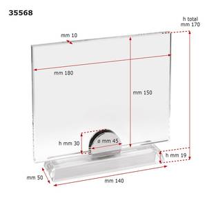 Plaque en verre 180x150 mm avec base pour la présentation de produits - Product Image 3