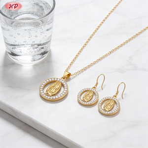 Hengdian Vente en gros de bijoux en zircon plaqué or 18 carats, ensemble de bijoux Vierge Marie, Joyas Doradas, bijoux de mode en gros pour femmes - Product Image 2
