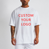 T-shirt surdimensionné personnalisé 100% coton, tee-shirt à épaules tombantes, impression de logo personnalisée, broderie, blanc uni, t-shirts pour hommes