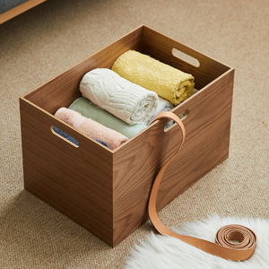 Solid Wood Desktop Organizer <b>Box</b> Natural Black Walnut Open Top With Compartments For <b>Makeup</b> Storage - Product Image 2