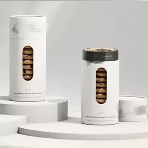 Tùy chỉnh các tông màu trắng thực phẩm ống Bao bì hộp tròn với cửa sổ cho sô cô la Cookie kẹo bao bì ống giấy - Product Image 1